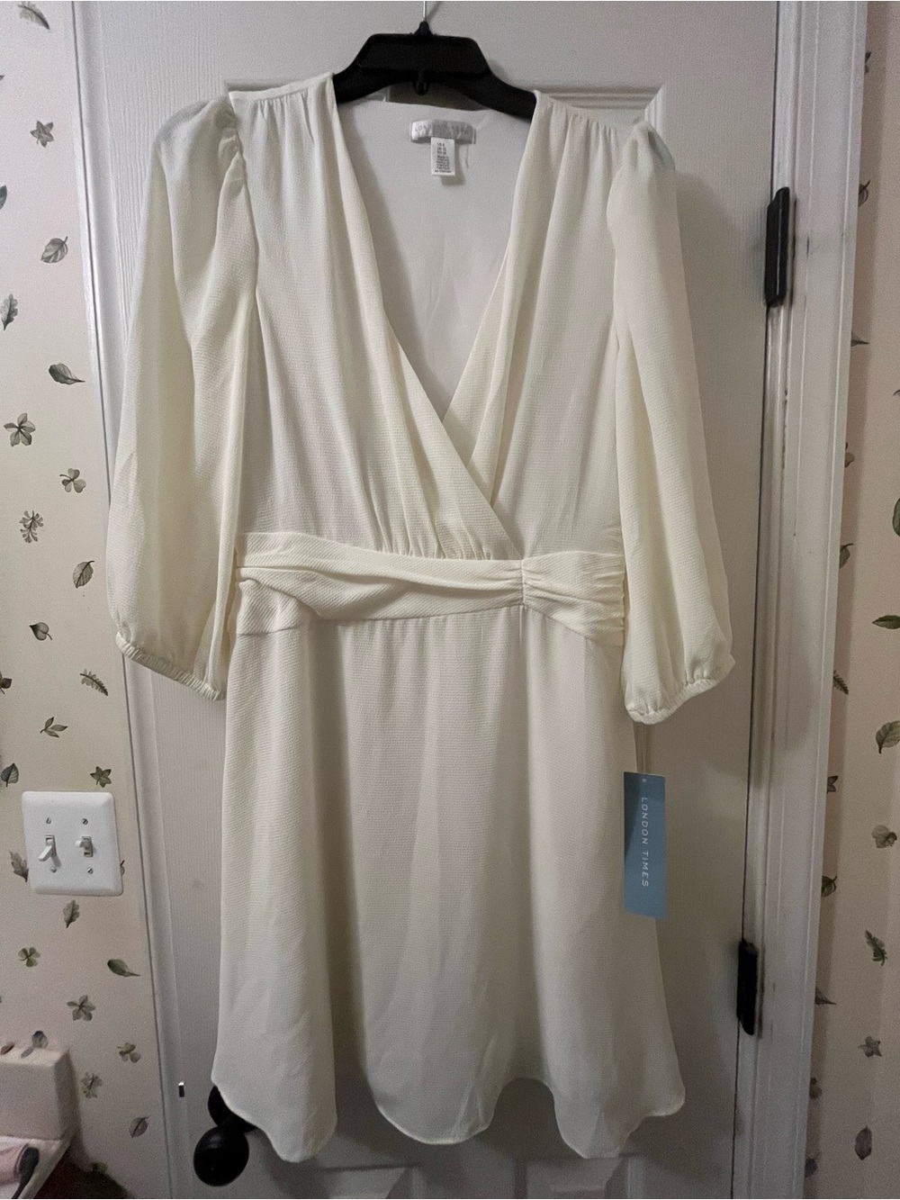 London Times Ivory Fit and Flare Dress-Size 8